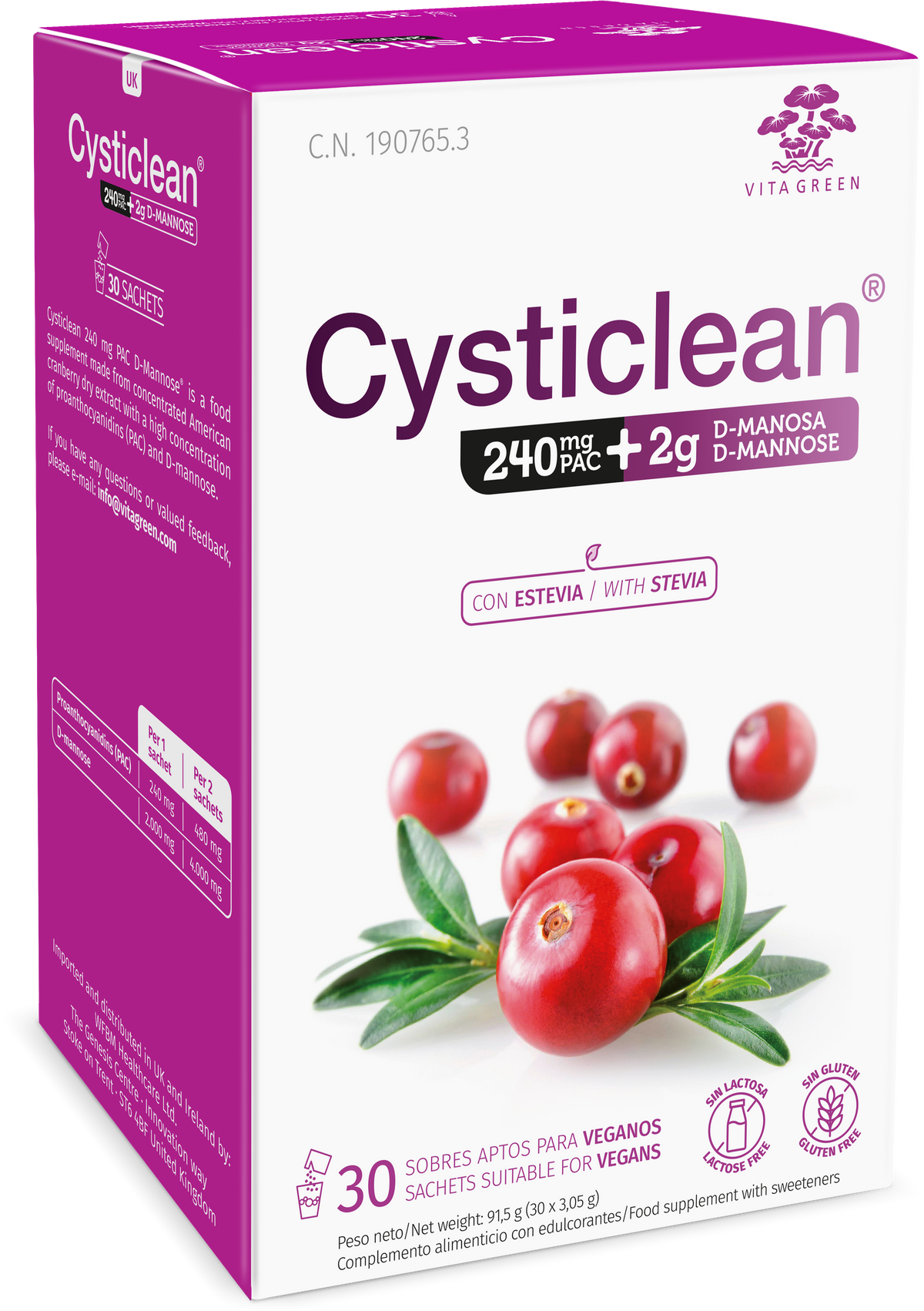 Cysticlean 240mg PAC D-Mannose